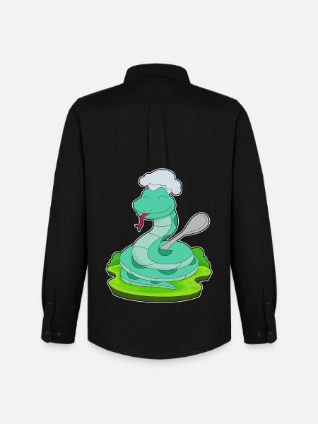 Snake Cooking Spoon Cooking - Men's Oxford Shirt by Stanley/Stella - black