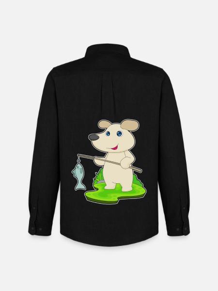 PĂȘche au poisson Dog Angler - Chemise Oxford homme Stanley/Stella - noir
