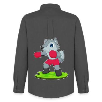 Wolf Boxer Gants de boxe Boxe - Chemise Oxford homme Stanley/Stella - charbon - Dos - AI Model Male 185 dark (185cm)