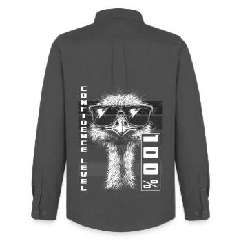 Confident Ostrich Bird Sunglasses Gift - Men's Oxford Shirt by Stanley/Stella - anthracite - Back - AI Model Male 185 dark (185cm)