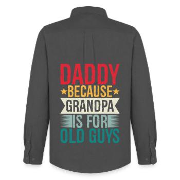 daddy because grandpa Is for old guys - Männer Oxford Hemd von Stanley/Stella - Anthrazit - Hinten - AI Model Male 185 dark (185cm)