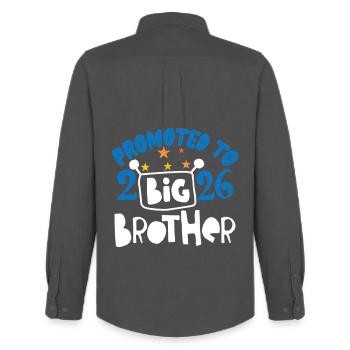 Aufgestiegen zu Big Brother ist 2026 - Big Brother 2026 - Männer Oxford Hemd von Stanley/Stella - Anthrazit - Hinten - AI Model Male 185 dark (185cm)