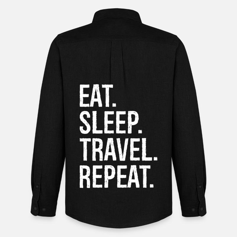 eat sleep travel repeat - Männer Oxford Hemd von Stanley/Stella - Schwarz