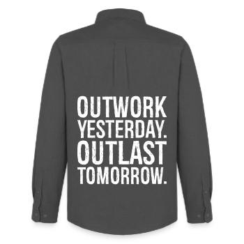 outwork yesterday outlast tomorrow - Men's Oxford Shirt by Stanley/Stella - anthracite - Back - AI Model Male 185 dark (185cm)