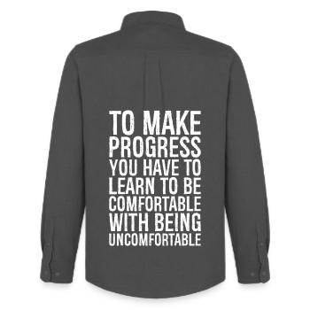 to make progress you have to learn to be - Men's Oxford Shirt by Stanley/Stella - anthracite - Back - AI Model Male 185 dark (185cm)