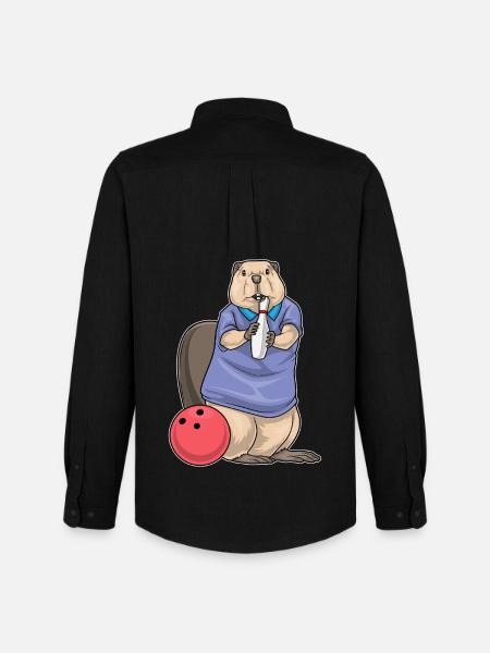 Beaver Bowling Bowling Ball - Men's Oxford Shirt by Stanley/Stella - black