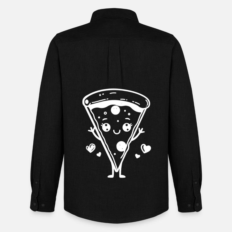 Pizza Comic Stil - Männer Oxford Hemd von Stanley/Stella - Schwarz