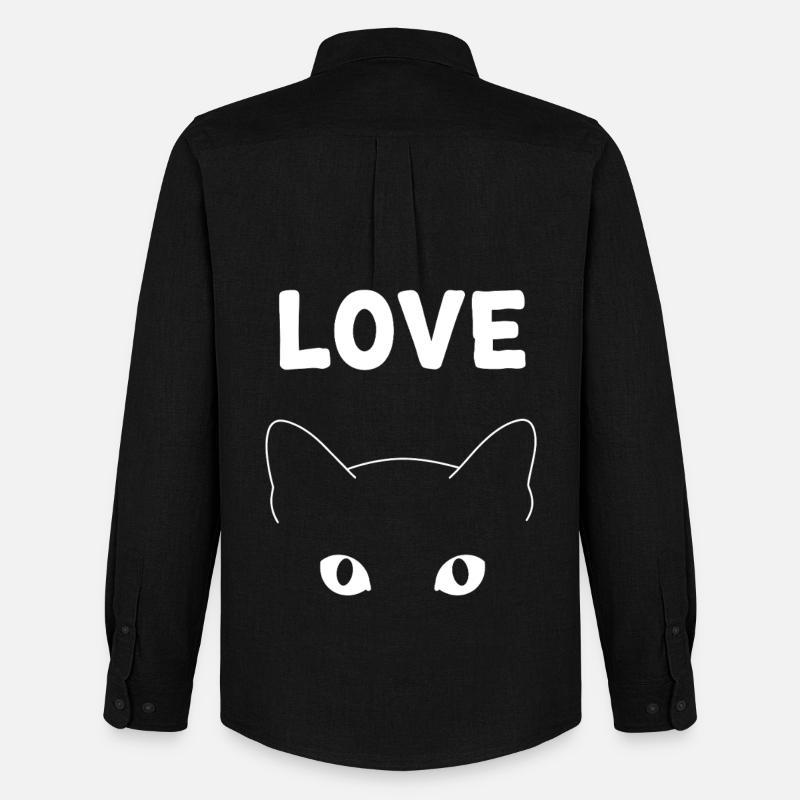 Love Chat: Katzenhafte Süße - Männer Oxford Hemd von Stanley/Stella - Schwarz