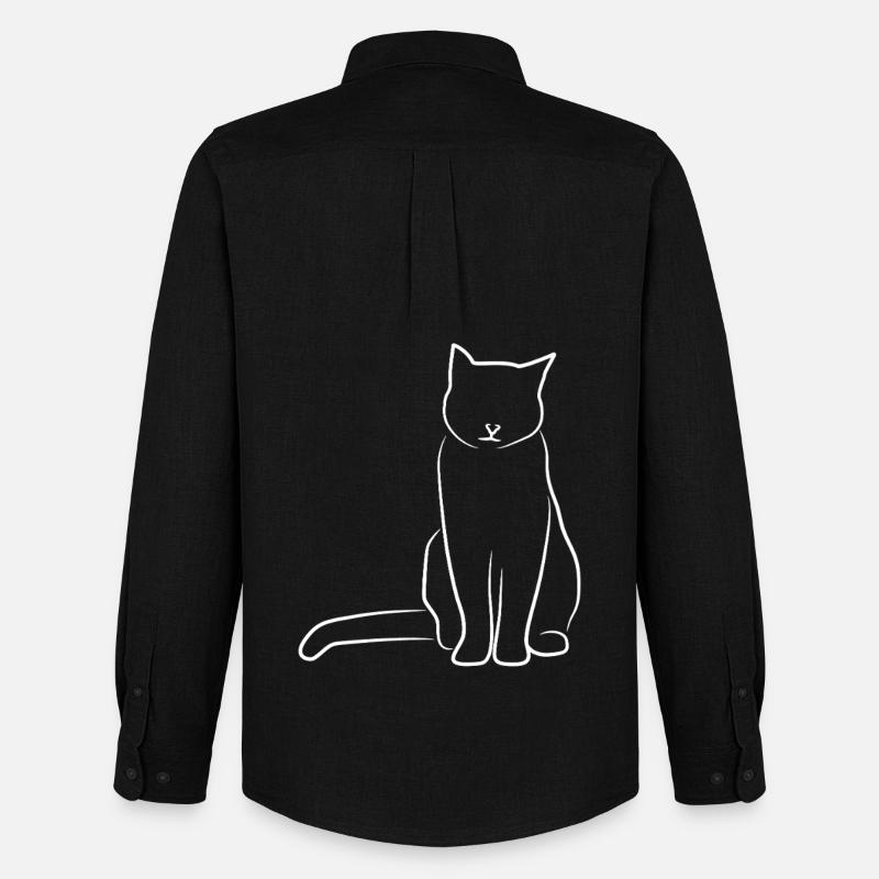 Katze Skizze - Männer Oxford Hemd von Stanley/Stella - Schwarz