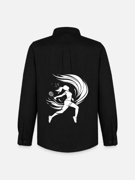 Badminton Player Drawing - Men's Oxford Shirt by Stanley/Stella - black