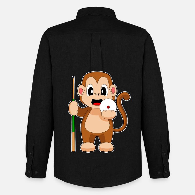 Queue de billard Monkey - Chemise Oxford homme Stanley/Stella - noir