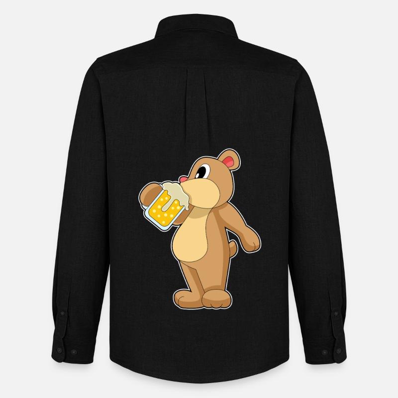 Bär Bier - Männer Oxford Hemd von Stanley/Stella - Schwarz