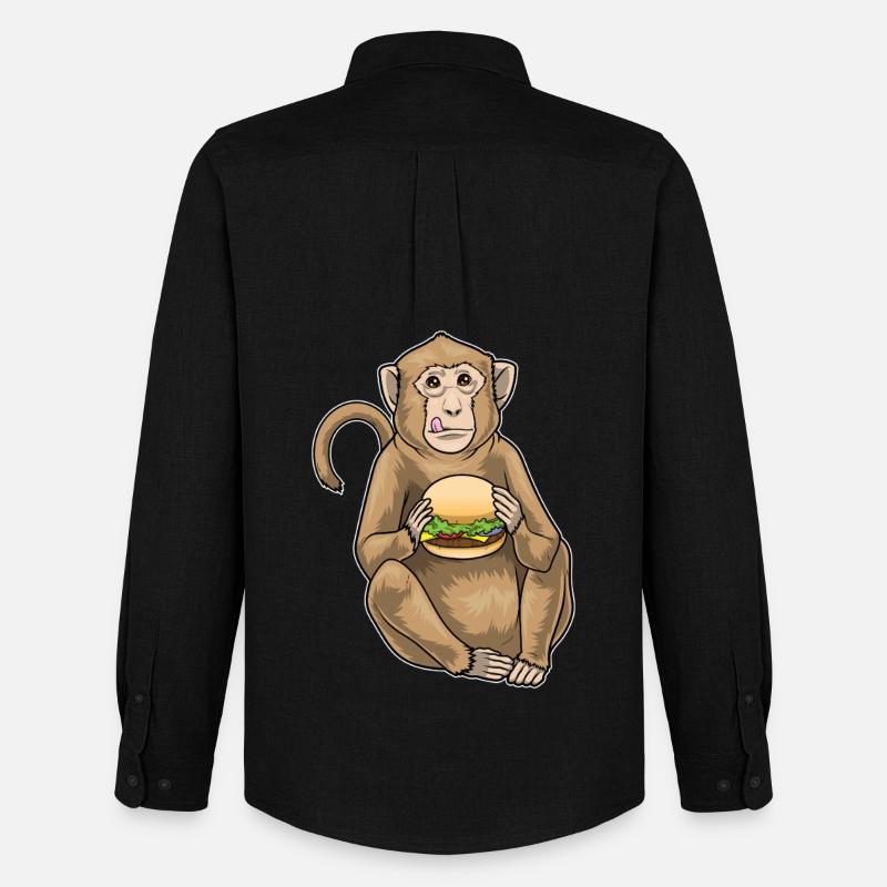 Affe Cheeseburger - Männer Oxford Hemd von Stanley/Stella - Schwarz