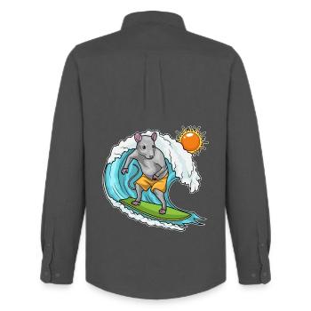 Surf Surf Summer - Chemise Oxford homme Stanley/Stella - charbon - Dos - AI Model Male 185 dark (185cm)