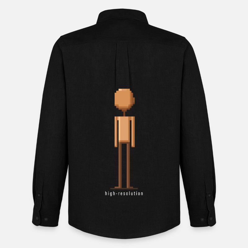 High Resolution Ironisches Pixelart Fun Design - Männer Oxford Hemd von Stanley/Stella - Schwarz