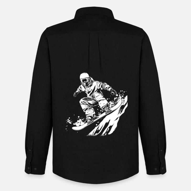 Snowboarder Zeichnung - Männer Oxford Hemd von Stanley/Stella - Schwarz