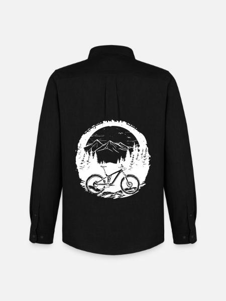 Mountain Biking Sketch - Men's Oxford Shirt by Stanley/Stella - black