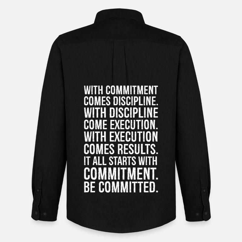 with commitment comes discipline with discipline - Men's Oxford Shirt by Stanley/Stella - black