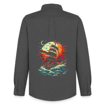 Sailing ship - Men's Oxford Shirt by Stanley/Stella - anthracite - Back - AI Model Male 185 dark (185cm)