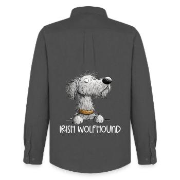 Irish Wolfhound Cartoon Dog Dog Breed - Men's Oxford Shirt by Stanley/Stella - anthracite - Back - AI Model Male 185 dark (185cm)