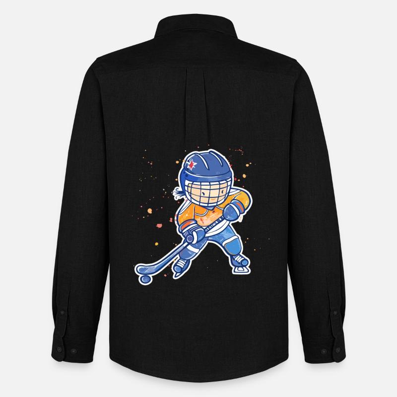 Kleiner Eishockeyspieler - Männer Oxford Hemd von Stanley/Stella - Schwarz