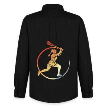 Women's Lacrosse - Men's Oxford Shirt by Stanley/Stella - black - Back - AI Model Male 185 dark (185cm)