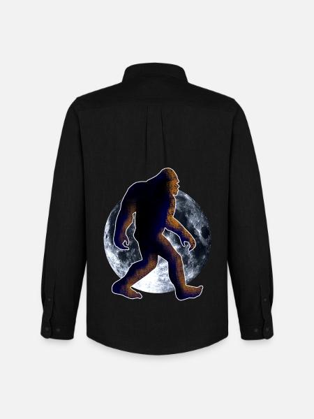 Bigfoot Sasquatch and moon - Men's Oxford Shirt by Stanley/Stella - black