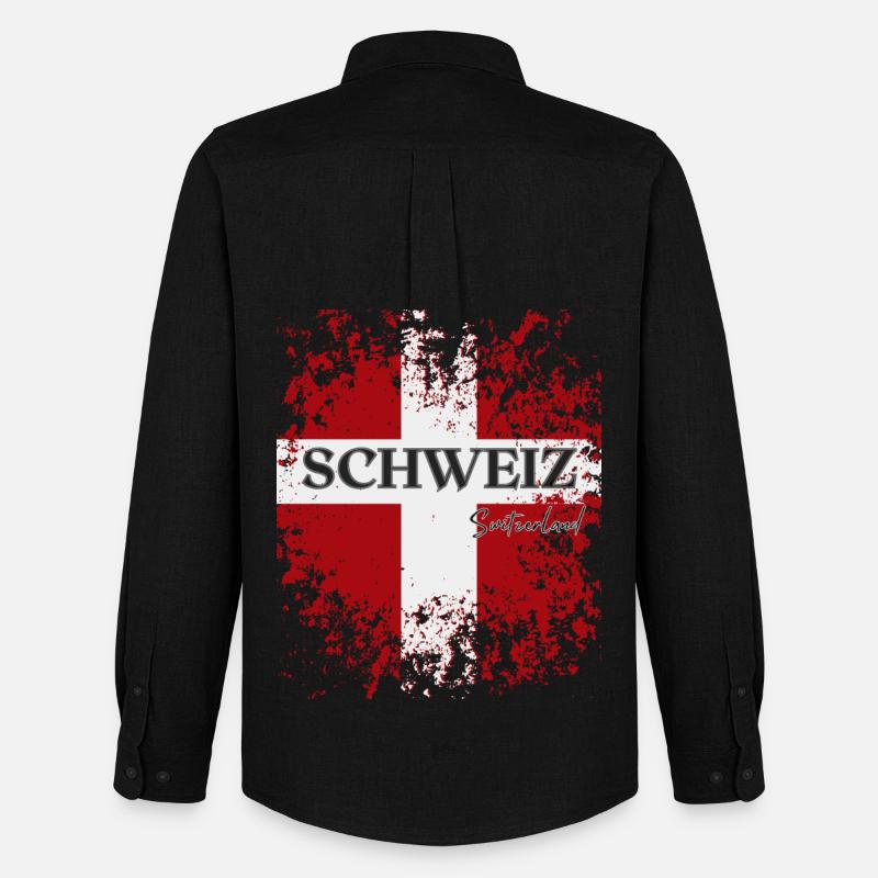Flagge der Schweiz, Schweizer Stolz - Männer Oxford Hemd von Stanley/Stella - Schwarz