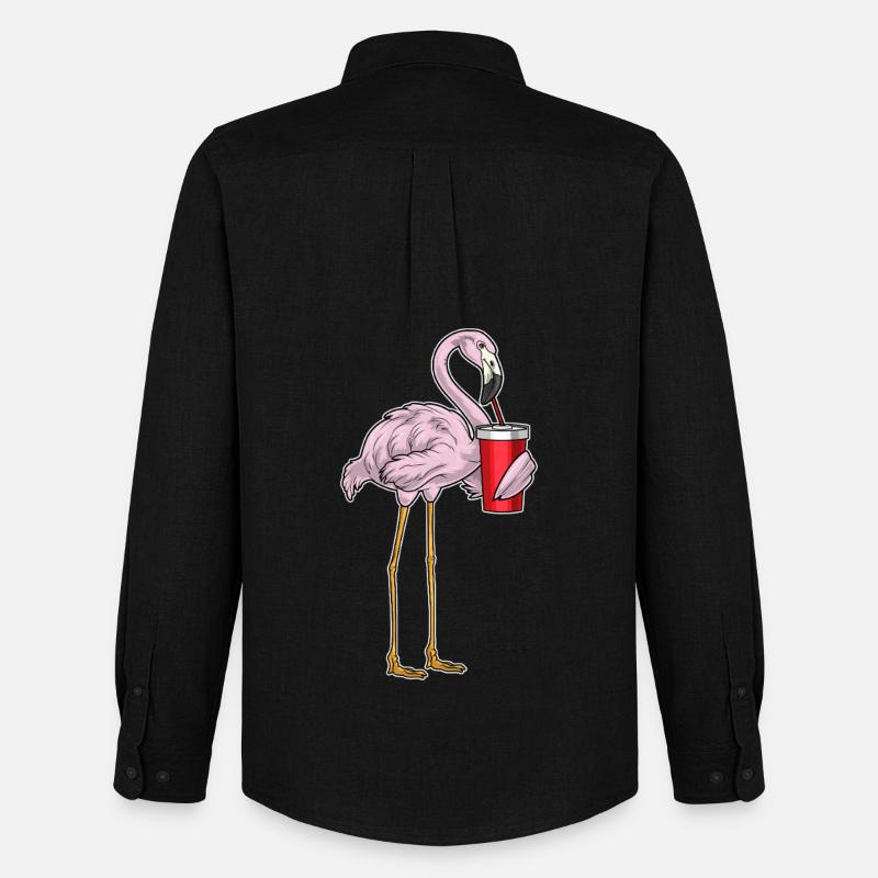 Flamingo Getränk - Männer Oxford Hemd von Stanley/Stella - Schwarz