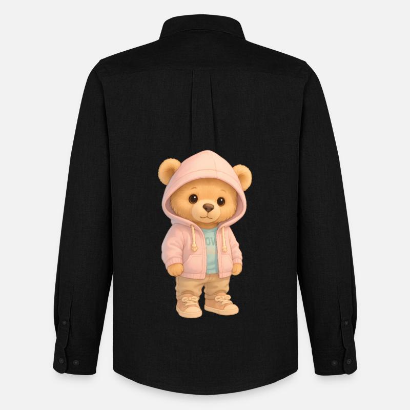 Süßer Kapuzenpullover Bär - Männer Oxford Hemd von Stanley/Stella - Schwarz