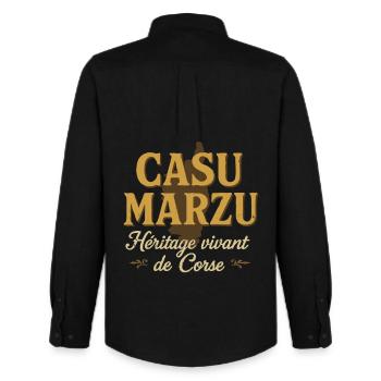 Cazu Marzu Héritage vivant de Corse - Chemise Oxford homme Stanley/Stella - noir - Dos - AI Model Male 185 dark (185cm)