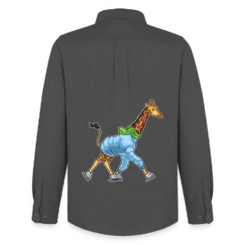 Giraffe Eislaufen Schlittschuhe - Männer Oxford Hemd von Stanley/Stella - Anthrazit - Hinten - AI Model Male 185 dark (185cm)