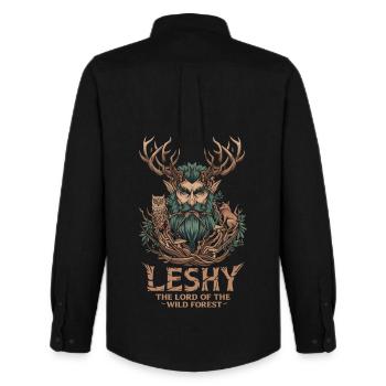 Leshy Wilder Waldgeist Slawisches Design - Männer Oxford Hemd von Stanley/Stella - Schwarz - Hinten - AI Model Male 185 dark (185cm)