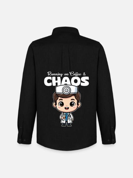RUNNING ON COFFEE AND CHAOS - DOCTOR GIFT - Men's Oxford Shirt by Stanley/Stella - black