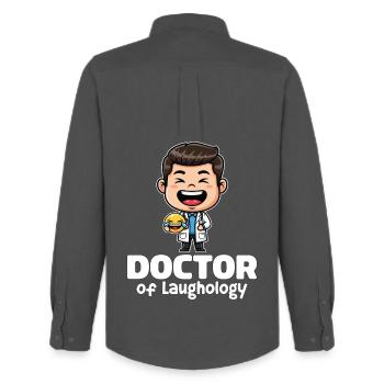 DOCTOR OF LAUGHOLOGY - DOCTOR GIFT - Men's Oxford Shirt by Stanley/Stella - anthracite - Back - AI Model Male 185 dark (185cm)