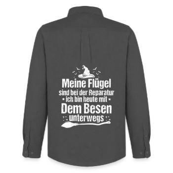 Halloween My Wings Are Under Repair - Men's Oxford Shirt by Stanley/Stella - anthracite - Back - AI Model Male 185 dark (185cm)