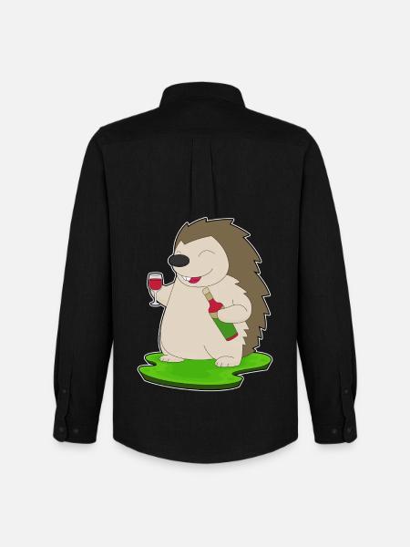 Hedgehog bottle of red wine - Men's Oxford Shirt by Stanley/Stella - black