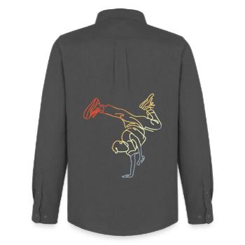 Croquis vintage breakdance garçon - Chemise Oxford homme Stanley/Stella - charbon - Dos - AI Model Male 185 dark (185cm)