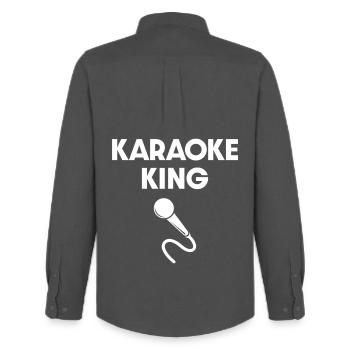 Karaoke King Microphone  - Men's Oxford Shirt by Stanley/Stella - anthracite - Back - AI Model Male 185 dark (185cm)