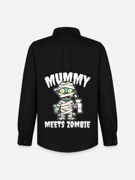 MUMMY MEETS ZOMBIE - ZOMBIE HALLOWEEN - Men's Oxford Shirt by Stanley/Stella - black