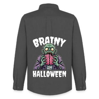 INTELLIGENTES HALLOWEEN - ZOMBIE HALLOWEEN - Männer Oxford Hemd von Stanley/Stella - Anthrazit - Hinten - AI Model Male 185 dark (185cm)
