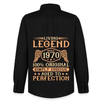 Living legend born since 1970 - 55th birthday - Men's Oxford Shirt by Stanley/Stella - black - Back - AI Model Male 185 dark (185cm)