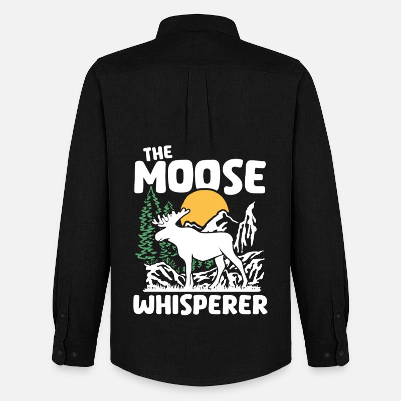 Moose Nature Silhouette Design - Männer Oxford Hemd von Stanley/Stella - Schwarz