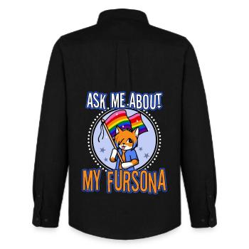 Ask me about my Fursona - Men's Oxford Shirt by Stanley/Stella - black - Back - AI Model Male 185 dark (185cm)