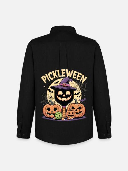 Pickleween Pickleball Player Spooky Halloween - Men's Oxford Shirt by Stanley/Stella - black
