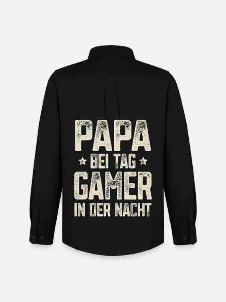 Papa Gamer Gaming - Männer Oxford Hemd von Stanley/Stella - Schwarz