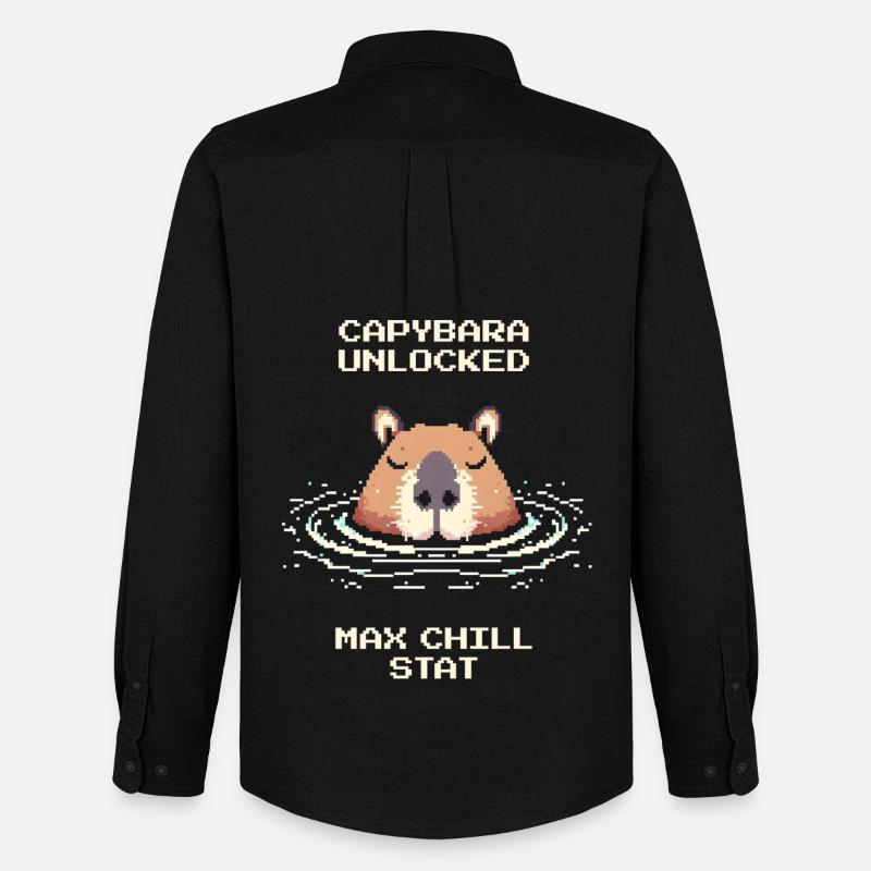 Capybara Unlocked – Max Chill | Meme - Men's Oxford Shirt by Stanley/Stella - black