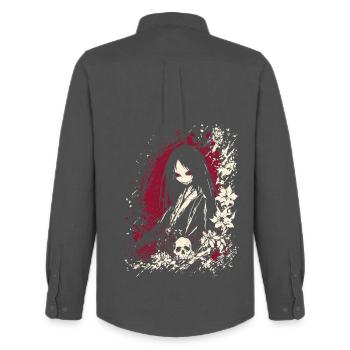 Scary Japanisches Anime Kimono Girl Horror - Männer Oxford Hemd von Stanley/Stella - Anthrazit - Hinten - AI Model Male 185 dark (185cm)