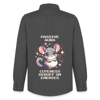 Passive Aura: Cuteness Debuff | Chinchilla - Men's Oxford Shirt by Stanley/Stella - anthracite - Back - AI Model Male 185 dark (185cm)