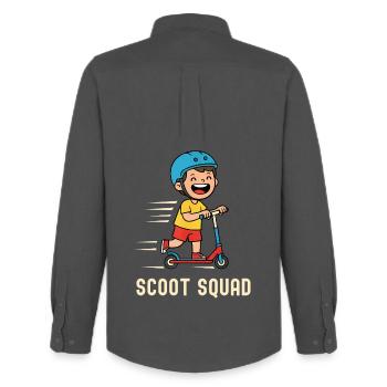 Scoot Squad – Du plaisir à trottinette pour les enfants - Chemise Oxford homme Stanley/Stella - charbon - Dos - AI Model Male 185 dark (185cm)
